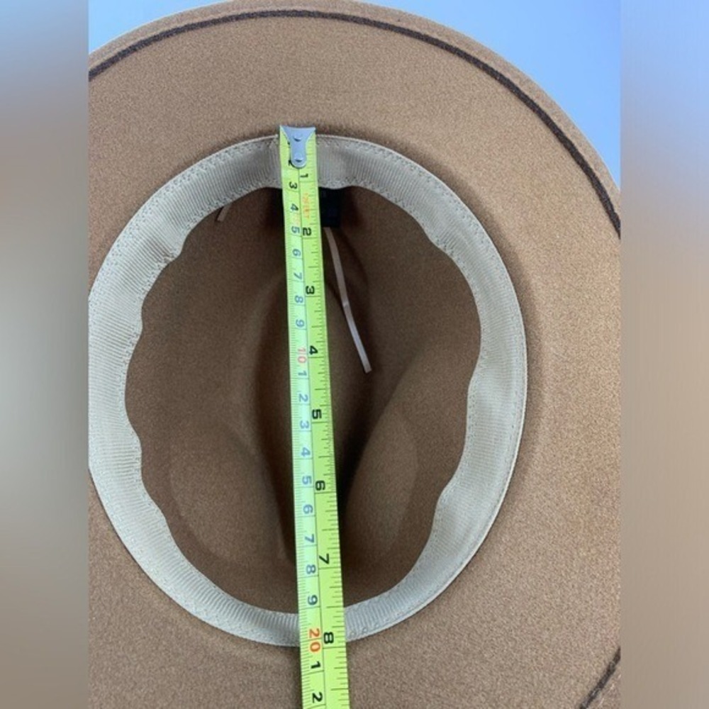 Fedora Hat Burned Sunflower Design Tan Wide-Brimmed Poly/Wool Blend‎ One Size - Picture 11 of 11